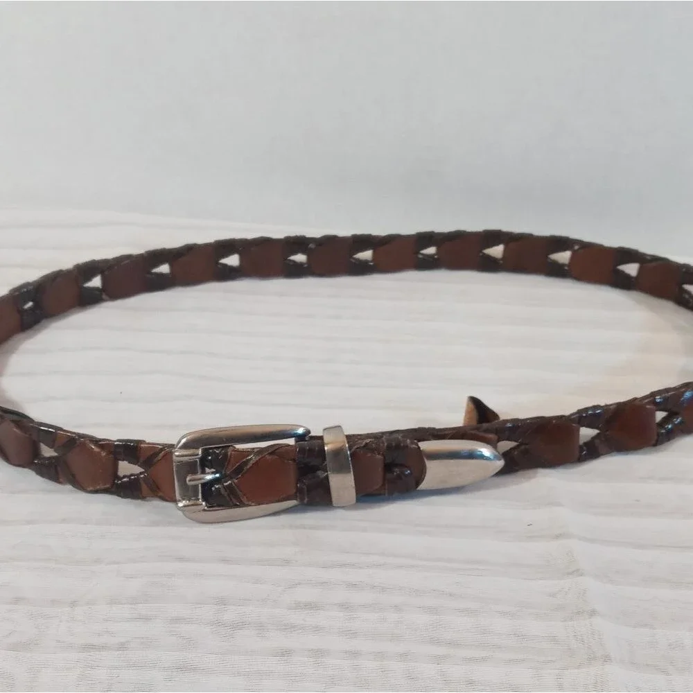 Braided Made In India Leather Belt With Brass Buckle ML